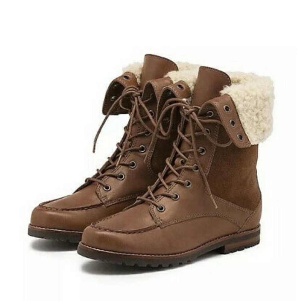 GH Bass "Mae" Leather Suede fur lined boots